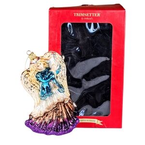 NWT Dillard's Trimsetter Hand Blown Glass Angel Christmas Ornament Poland 7 in